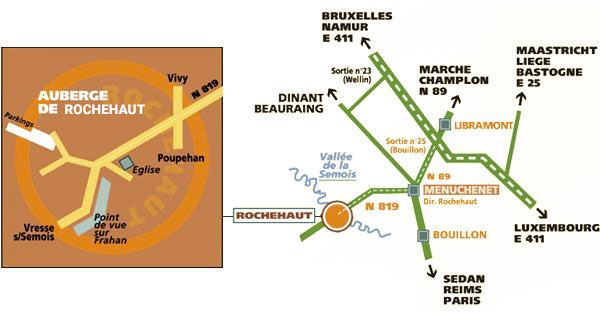 Plan d'accès pour l'Auberge de la Ferme